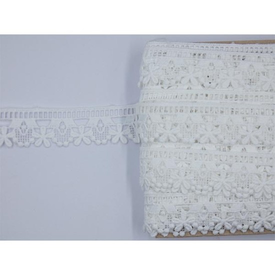 Δαντέλα κυπούρ λευκή 3 cm ()