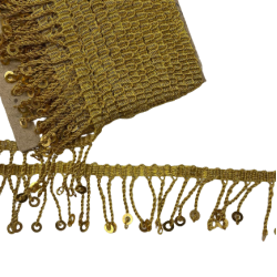 Στριφτό μεταλλικό κρόσι με τελείωμα παγιέτα Χρυσό 5 cm Στριφτό μεταλλικό κρόσι με τελείωμα παγιέτα Χρυσό 5 cm
