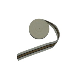 Λάστιχο ιβουάρ με μπλε ρίγα και χρυσό 4cm 