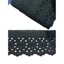 Μπροντερί βαμβακερή ανθρακί δαντέλα 7cm