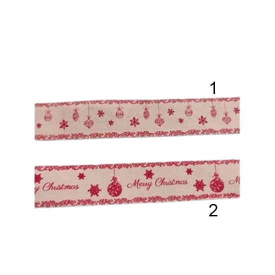 Βαμβακερή χριστουγεννιάτικη κορδέλα 2,5cm  (πακέτο 3 μέτρα) ()