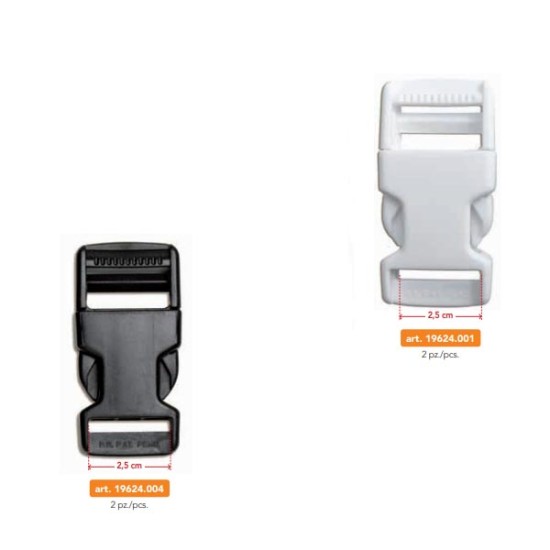 Πλαστικο Κλιψ Ιταλιας για Τσαντάκί Μέσης 2.5 cm λευκό μαύρο ()