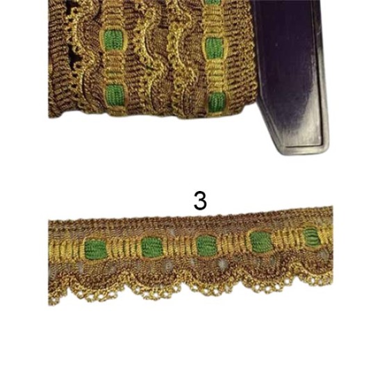 Δαντέλα χρυσή με λεπτομέρεια χρώμα 2.5cm σε 5 χρώματα  (104352)
