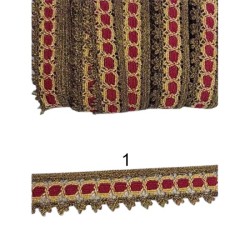 Δαντέλα χρυσή με χρωματιστή λεπτομέρεια 2.5cm σε 3 αποχρώσεις