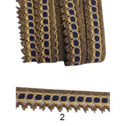 Δαντέλα χρυσή με χρωματιστή λεπτομέρεια 2.5cm σε 3 αποχρώσεις