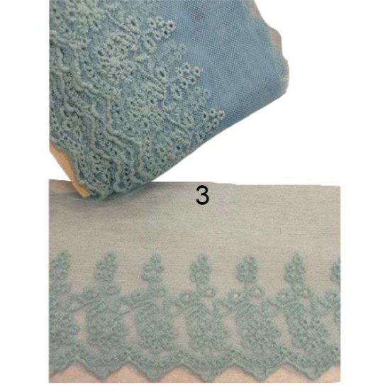 Δαντέλα σαντιγί Με Κέντημα Λουλούδι σε 6 χρώματα 12cm (106778)