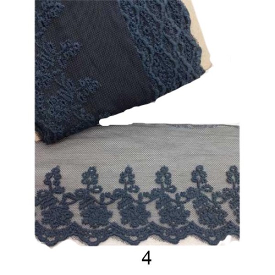 Δαντέλα σαντιγί Με Κέντημα Λουλούδι σε 6 χρώματα 12cm (106779)