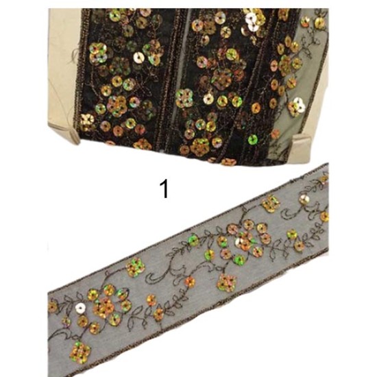 τρέσα  ατραντέ κεντημένη  με ιριδίζουσες παγιέτες 4cm σε 2 χρώματα ()