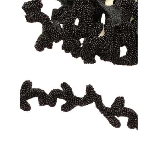 τρέσα μαύρη  με κεντημένες χάντρες 4cm ()