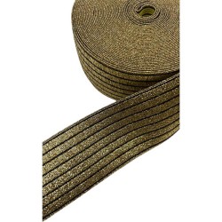 Χρυσό λούρεξ λάστιχο με μαύρη ρίγα 6cm 