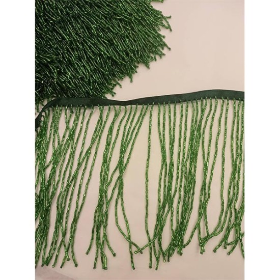 Εντυπωσιακό κρόσσι σμαραγδί με χάντρες 15 cm ()