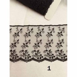 Δαντέλα γαλλική σαντιγί με σχέδιο λουλούδια 8cm σε 3 χρώματα