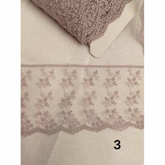 Δαντέλα γαλλική σαντιγί με σχέδιο λουλούδια 8cm σε 3 χρώματα (106014)