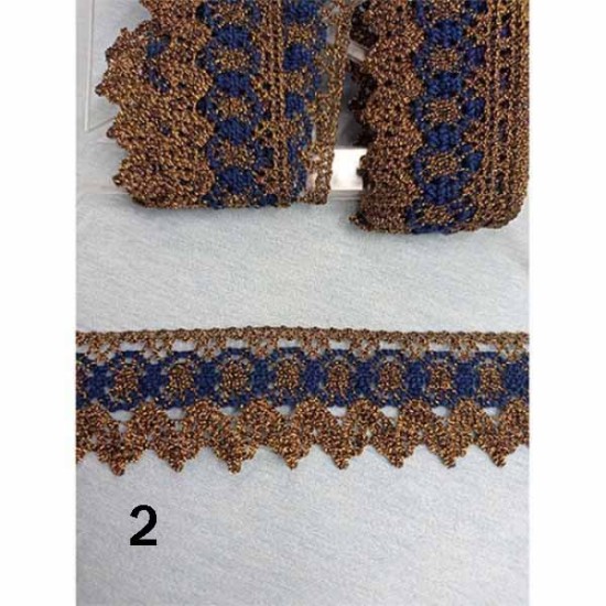 Δαντέλα με μπλε σχέδιο 3,5 cm σε 2 χρώματα (104350)