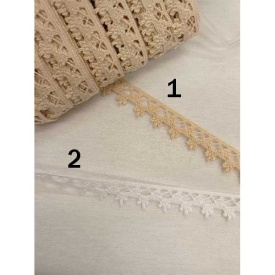 δαντέλα βαμβακερή  10mm σε 2 χρώματα ()