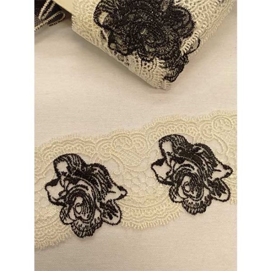 Ασπρόμαυρη δαντέλα κυπούρ 7 cm ()