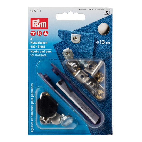 Κουμπώματα για παντελόνια γαντζάκια Prym, 13mm, ασημί οξυδιωμένο ()
