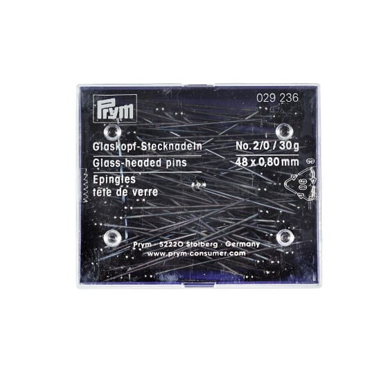 Καρφίτσες με γυαλί Prym, 0,80 x 48mm, μαύρο, 30g ()