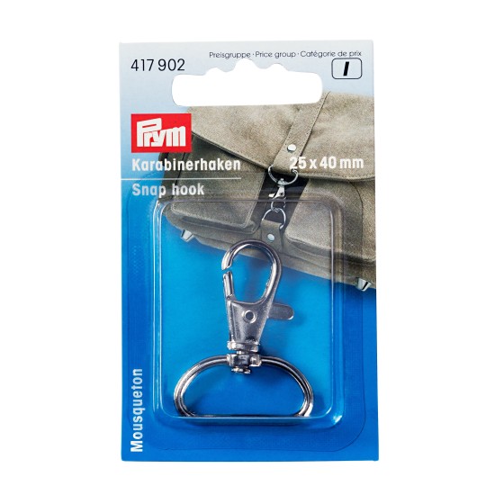 παπαγαλάκι Mεταλλικό  για τσάντα με ιμάντα  25 x 40mm, ασημί PRYM ()