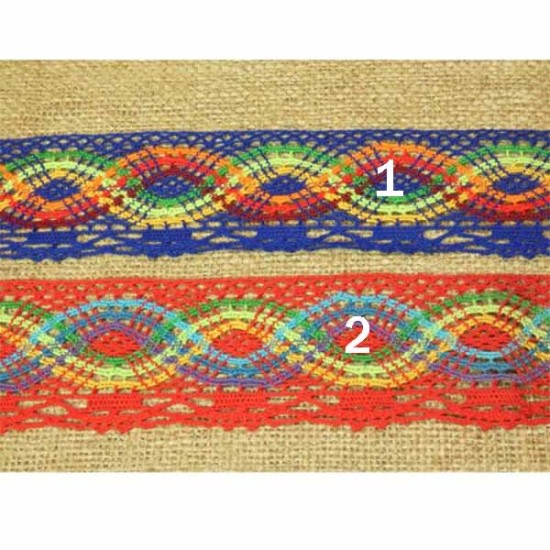 Πολύχρωμη Δαντέλα βαμβακερή 6cm (3 χρώματα) ()