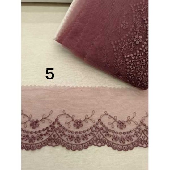 Δαντέλα σαντιγί Με Κέντημα Λουλουδιών (6 χρώματα) 6,5cm (105999)