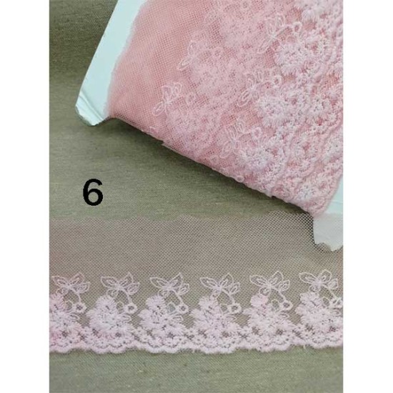 Γαλλική δαντέλα σαντιγί 6cm (6 χρώματα) (105806)