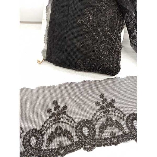 Δαντέλα σαντιγί κέντημα με χρυσή κλωστή 11cm ()