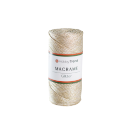 HobbyTrend Macrame Glitter 016-G – Εκρού με Glitter