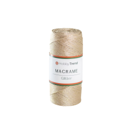 HobbyTrend Macrame Glitter 031G – Μπεζ με Χρυσό Glitter