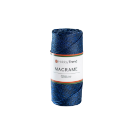 HobbyTrend Macrame Glitter 260-N – Σκούρο Μπλε με Μπλε Glitter