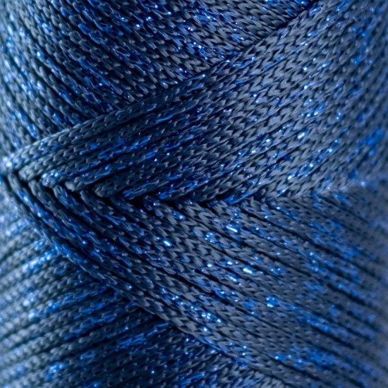 HobbyTrend Macrame Glitter 260-N – Σκούρο Μπλε με Μπλε Glitter (113658)