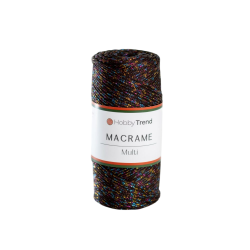 HobbyTrend Macrame Multi 210MC - Μαύρο με Πολύχρωμο Λουρέξ