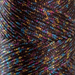 HobbyTrend Macrame Multi 210MC - Μαύρο με Πολύχρωμο Λουρέξ