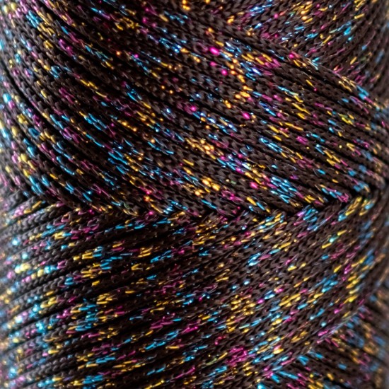 HobbyTrend Macrame Multi 210MC - Μαύρο με Πολύχρωμο Λουρέξ (113653)