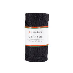 HobbyTrend Macrame Glitter Cotton 270-B - Μαύρο με Glitter