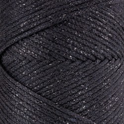 HobbyTrend Macrame Glitter Cotton 270-B - Μαύρο με Glitter