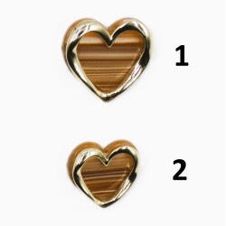 Μεταλλικό Κουμπί με Σχέδιο Καρδιά – Σαγρέ Καφέ