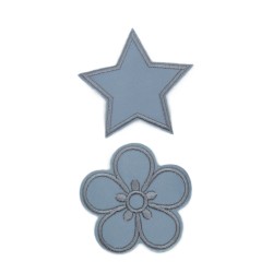 Θερμοκολλητικά Μοτίφ Ασημί Αστέρι & Ασημί Λουλούδι 7×6 cm